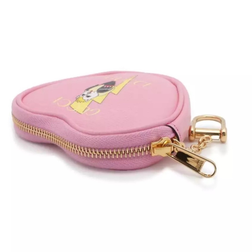 Gucci Bananya Heart Shape Leather Coin Case Pink - Picture 9 of 13